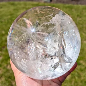Clear quartz crystal sphere,