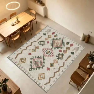 Bohemian geometric tribal rug,  Machine Washable,