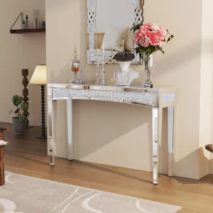 47.2" Mirrored table with crystal inlay.