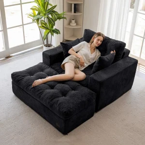 Upholstered Lounge Chair with 3 Pillows