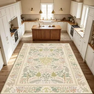 Woodland tapestry rug.Machine Washable,