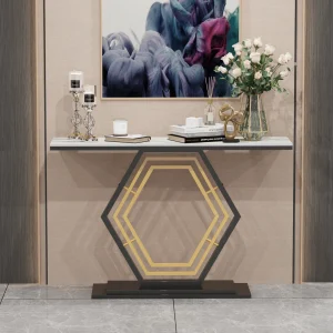 Metal Console Table with Sintered Stone Top