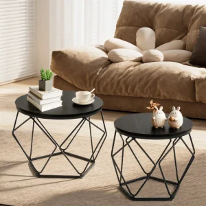 Set of 2 Round Geometric Tables