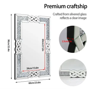 Large crystal wall mirror