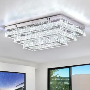 20" Rectangular Crystal LED Ceiling Light
